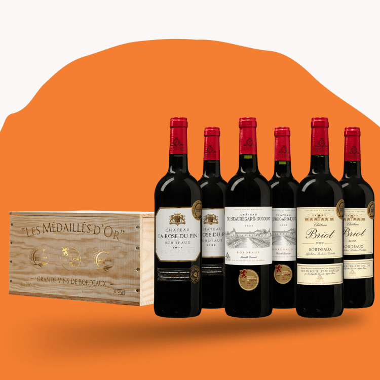 Fles Les Médailles d'Or de Bordeaux op kist 2022