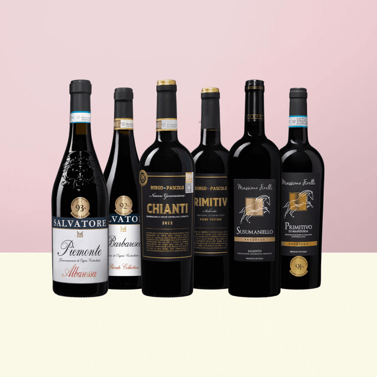 Fles Wat schaft de podcast Italiaans rood wijnpakket